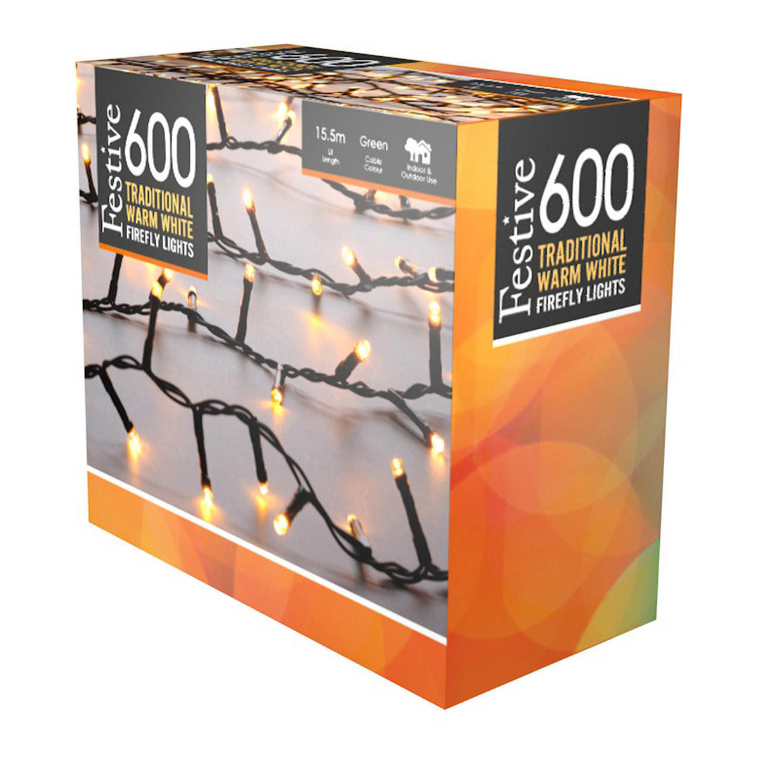 Festive 600 Firefly Lights - Traditional Warm White