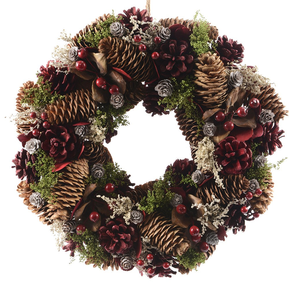 Kaemingk  Pinecone Red Berries Wreath (33cm)