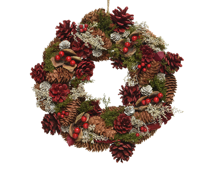 Kaemingk  Pinecone Red Berries Wreath (33cm)